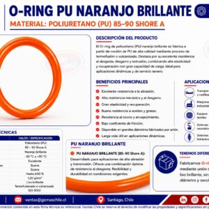 ORING PU NARANJO LISO BRILLANTE POLIURETANO